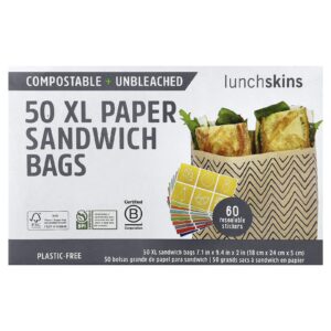 Lunchskins Sacos de sanduíche de Papel XL com Adesivos Resseláveis 50 Unidades