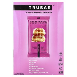 Trubar Barra de Proteína à Base de Plantas Daydreaming Sobre Rosquinhas 12 Barras 50 g (176 oz) Cada