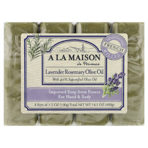 A La Maison de Provence Sabonete para Mãos e Corpo Óleo de Oliva de Lavanda e Alecrim 4 Barras 100 g (35 oz) cada