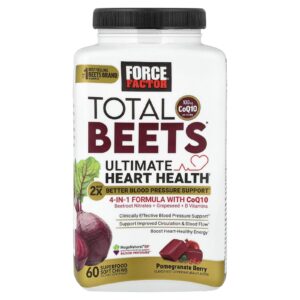 Force Factor Total Beets® com CoQ10 para a Saúde Definitiva do Coração Romã 60 Cápsulas Mastigáveis de Superalimentos
