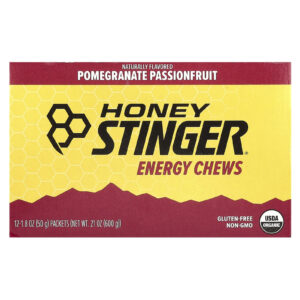 Honey Stinger Cápsulas Mastigáveis de Energia Romã e Maracujá 12 Embalagens 50 g (18 oz) Cada