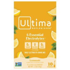 Ultima Replenisher 6 Eletrólitos Essenciais Mistura para Bebida de Eletrólitos Diários Limonada 10 Pacotes 37 g (013 oz) Cada