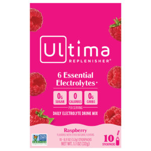 Ultima Replenisher 6 Eletrólitos Essenciais Mistura para Bebida de Eletrólitos Diários Framboesa 10 Pacotes 32 g (011 oz) Cada