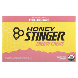Honey Stinger Cápsulas Mastigáveis de Energia Limonada Rosa 12 Embalagens 50 g (18 oz) Cada
