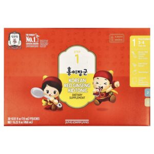 JungKwanJang Tônico Infantil de Ginseng Vermelho Coreano Etapa 1 3 a 4 Anos 30 Sachês 15 ml (051 fl oz)