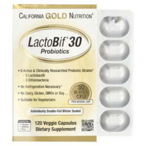 California Gold Nutrition Probióticos LactoBif® 30 30 Bilhões de UFCs 120 Cápsulas Vegetais