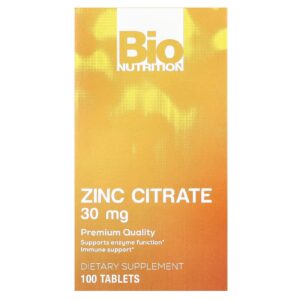Bio Nutrition Citrato de Zinco 30 mg 100 Comprimidos