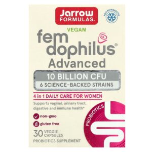 Jarrow Formulas Fem Dophilus Advanced Vegano 104 mg (10 Bilhões de UFCs) 30 Cápsulas Vegetais