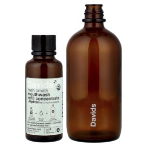 Davids Kit de Refil de Enxaguante Bucal para Hálito Fresco Sem Álcool Menta Fresca Natural Kit com 2 Unidades