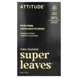 ATTITUDE Super Leaves™ Sabonete em Barra Para Homens Âmbar e Cítricos 113 g (4 oz)