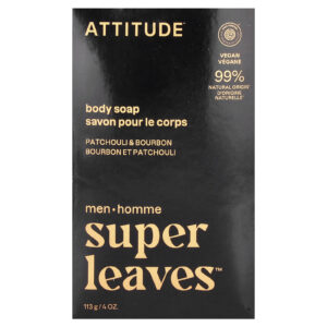ATTITUDE Super Leaves™ Sabonete Corporal em Barra Para Homens Patchuli e Bourbon 113 g (4 oz)