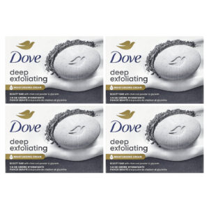 Dove Barra de Beleza com Esfoliação Profunda com Pó de Carvão Vegetal e Glicerina 4 Barras 106 g (375 oz) Cada