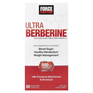 Force Factor Ultraberberina Fórmula de Glicose e Metabolismo 60 Cápsulas Vegetais (250 mg por Cápsula)
