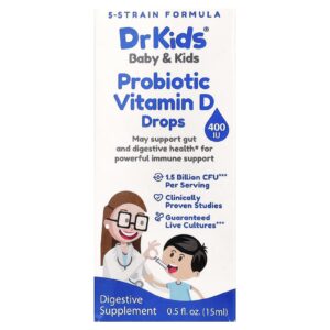 DrKids Bebês e Crianças Probiótico em Gotas de Vitamina D 15 ml (05 fl oz)