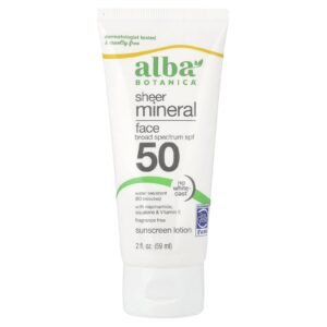 Alba Botanica Loção de Protetor Solar Facial Sheer Mineral FPS 50 Sem Perfume 59 ml (2 fl oz)