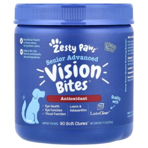 Zesty Paws Sênior Advanced Visão Bites Para Cães Frango 90 Cápsulas Mastigáveis 315 g (111 oz)