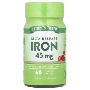 Natures Truth Ferro Liberação Lenta 45 mg 60 Comprimidos Revestidos