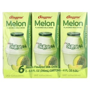Binggrae Bebida Láctea Saborizada Melão 6 Caixas 200 ml (68 fl oz) Cada