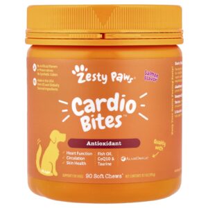 Zesty Paws Cardio Bites™ Para Cães Todas as Idades Salmão 90 Cápsulas Mastigáveis 315 g (111 oz)