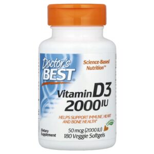 Doctors Best Vitamina D3 50 mcg (2.000 UI) 180 Cápsulas Softgel Vegetais