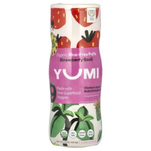 Yumi Puffs Sem Arroz Orgânico Acima de 8 Meses Morango e Manjericão 425 g (15 oz)