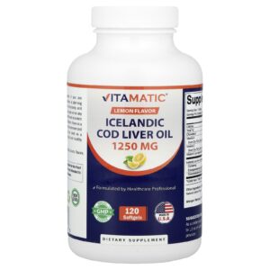 Vitamatic Óleo de Fígado de Bacalhau Islandês Limão 120 Cápsulas Softgel