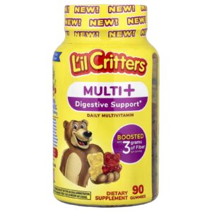 Lil Critters Auxílio Multivitamínico e Digestivo Gomas Multivitamínicas Diárias Cereja Mastigável Suco de Laranja 90 Gomas