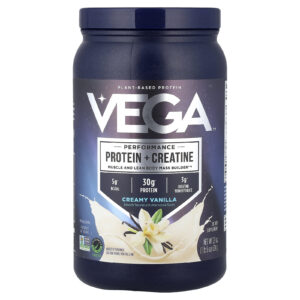 Vega Proteína à Base de Plantas para Performance + Creatina Baunilha Cremosa 624 g (1 lb 6 oz)