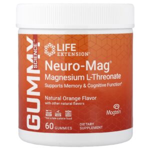Life Extension Neuro-Mag® Magnésio L-Treonato Laranja Natural 60 Gomas