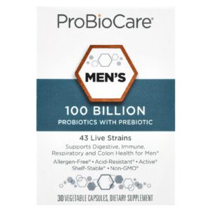 ProBioCare Probióticos com Prebióticos para Homens 30 Cápsulas Vegetais