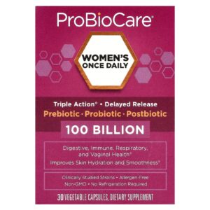 ProBioCare Probiótico Diário para Mulheres 100 Bilhões 30 Cápsulas Vegetais