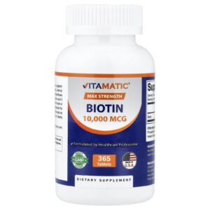 Vitamatic Biotina Potência Máxima 10.000 mcg 365 Comprimidos