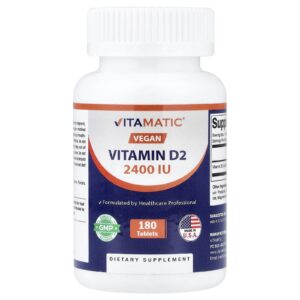 Vitamatic Vitamina D2 Vegana 60 mcg (2.400 UI) 180 Comprimidos