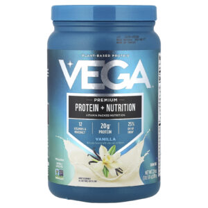 Vega Proteína à Base de Plantas Proteína Premium + Nutrition Baunilha 619 g (1 lb 59 oz)