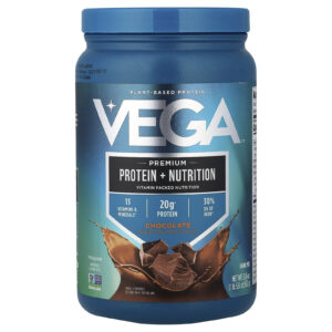 Vega Proteína à Base de Plantas Proteína Premium + Nutrição Chocolate 613 g (1 lb 56 oz)