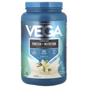 Vega Proteína à Base de Plantas Proteína Premium + Nutrition Baunilha 1 kg (2 lb 44 oz)
