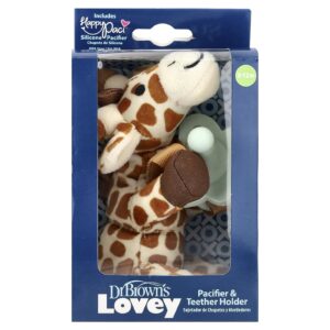 Dr. Browns Lovey Happy Paci™ Chupeta de Silicone e Suporte para Mordedor 0-12 Meses ou mais Girafa Conjunto de 2 Unidades