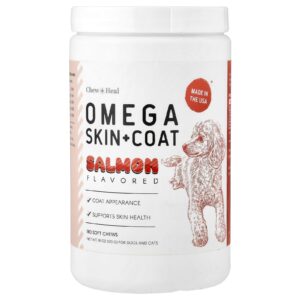 Chew + Heal Ômega para Pele + Pelos Para Cães e Gatos Salmão 180 Cápsulas Mastigáveis 513 g (18 oz)