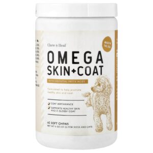 Chew + Heal Ômega para Pele + Pelos Para Cães e Gatos 60 Cápsulas Mastigáveis 171 g (6 oz)