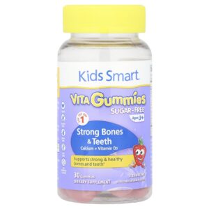 Kids Smart Kids Smart® Gomas Vita Ossos e Dentes Fortes Cálcio + Vitamina D3 A partir de 3 Anos de Idade Morango 30 Gomas