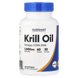 Nutricost Óleo de Krill 60 Cápsulas Softgel (500 mg por Cápsula Softgel)