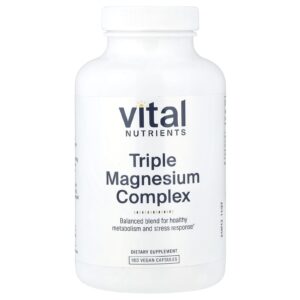 Vital Nutrients Complexo Triplo de Magnésio 180 Cápsulas Veganas (250 mg por Cápsula)