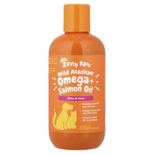 Zesty Paws Ômega do Alasca Selvagem + Óleo de Salmão Para Cães e Gatos 251 ml (85 fl oz)