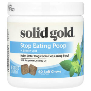 Solid Gold Pare de Comer Coceira + Auxílio ao Hálito Para Cães 60 Cápsulas Mastigáveis 90 g (32 oz)