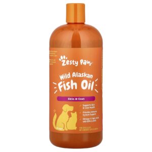 Zesty Paws Óleo de Peixe Selvagem do Alasca Para Cães e Gatos Todas as Idades 946 ml (32 fl oz)