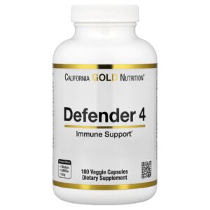 California Gold Nutrition Defender 4 com Vitamina C Vitamina D Zinco e Selênio 180 Cápsulas Vegetais