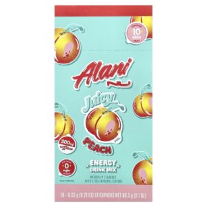 Alani Nu Mistura para Bebida Energética Pêssego Suculento 10 Pacotes 603 g (021 oz) Cada