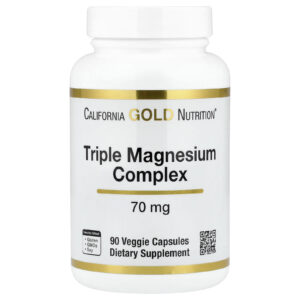 California Gold Nutrition Complexo Triplo de Magnésio 70 mg 90 Cápsulas Vegetais