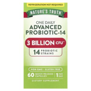 Natures Truth One Daily Advanced Probiotic-14 3 Bilhões de UFCs 60 Cápsulas de Liberação Rápida