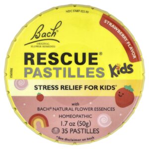 Bach Rescue® Pastilles Kids Alívio do Estresse Morango 35 Pastilhas 50 g (17 oz)